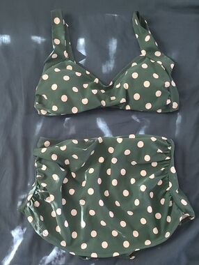 Green Polka Dot Two-Piece Swim Set